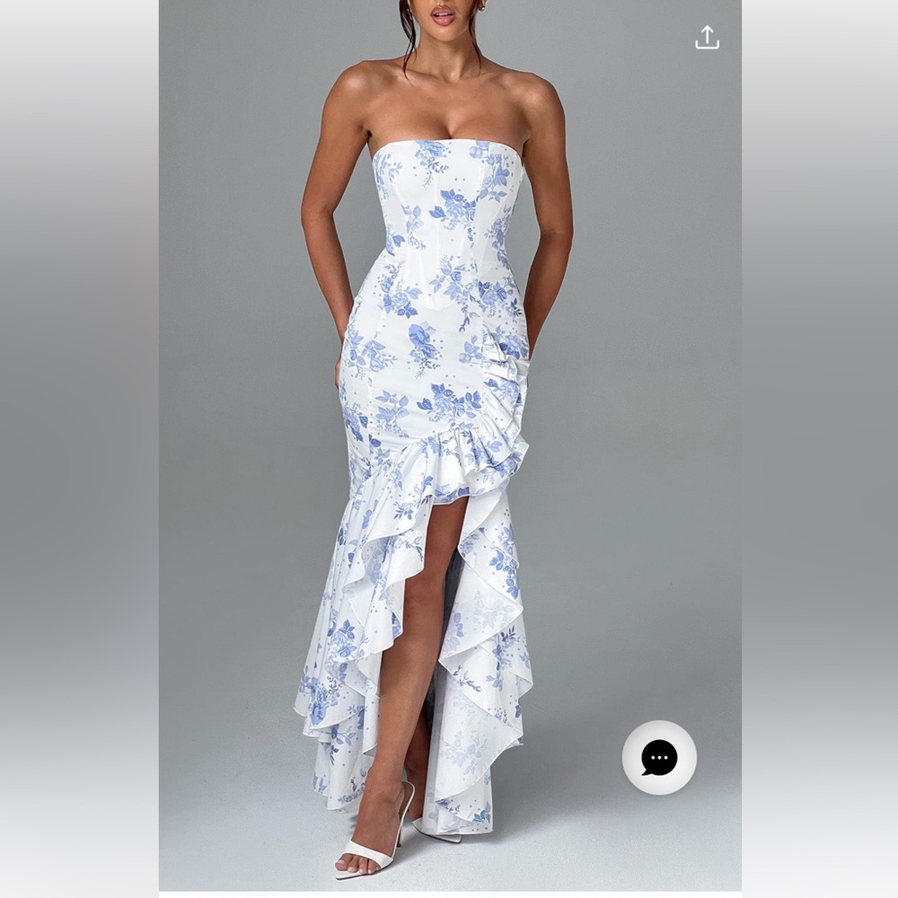BABYBOO ANGELINA MAXI DRESS - BLUE FLORAL PRINT